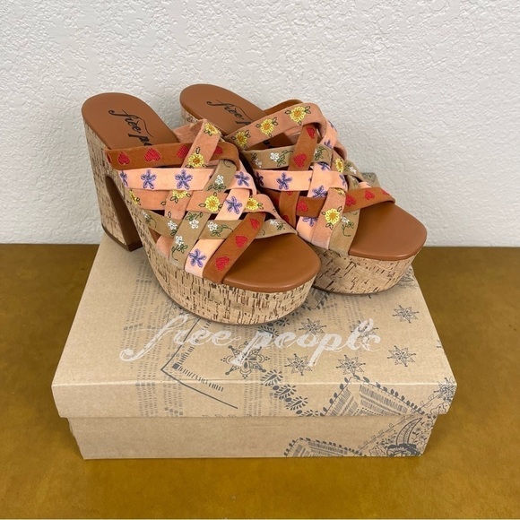 Free People Lisbon Platform Sandbar Multi Leather Suede Mule Size EU 38.5 Women - Picture 3 of 16
